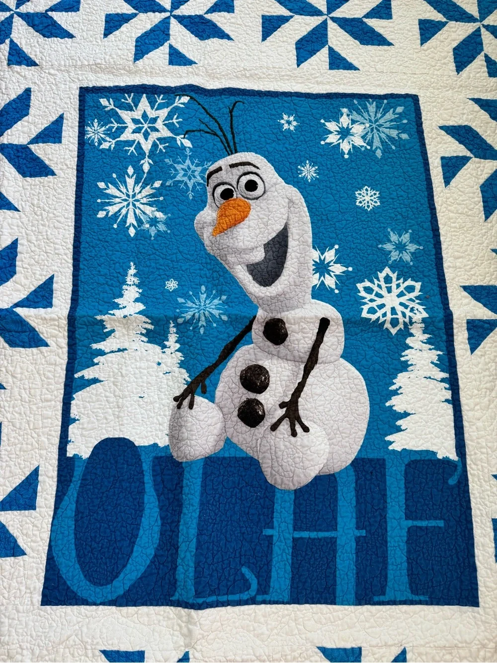 Handmade Disney Frozen Olaf Snowflake Quilt Throw Blanket 52x63
